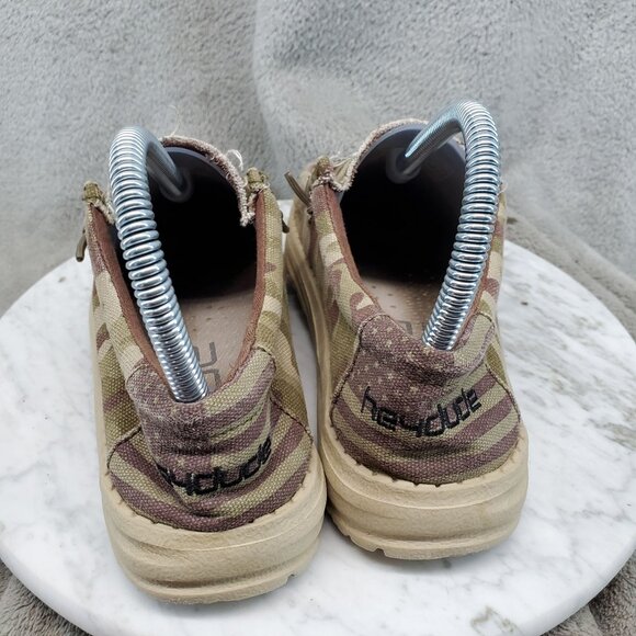 Hey Dude Boys Shoes Size 3 Green Camo Canvas Wally Youth Slip On Sneakers - Picture 5 of 11